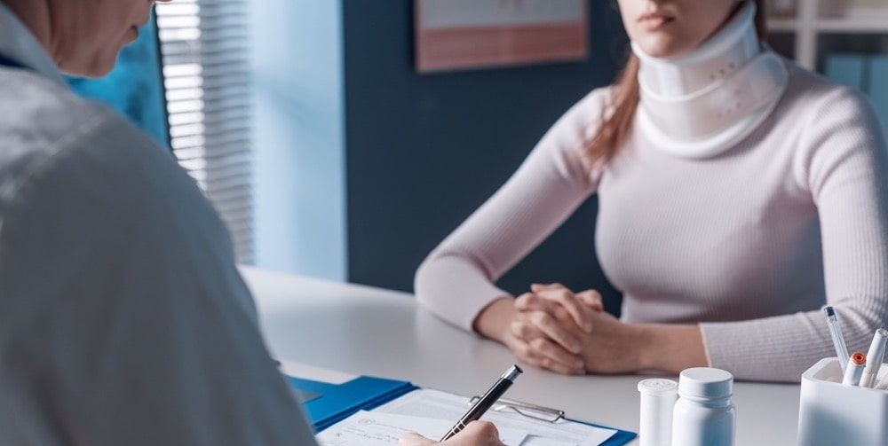 Doctor Consult Injured Person Consulting Doctor